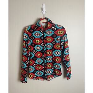 CR Ranch Wear Southwestern Button Up Long Sleeve Shirt Women's XXS Western Aztec